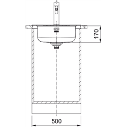 Evier Rotondo ROX/ROL 610-39 Inox-Dekor, Ø 509 mm vidage manuel 393866