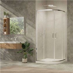 Porte de douche quart de rond coulissant Ancoswing 90 cm profilé argent