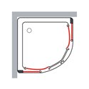 Porte de douche quart de rond coulissant Ancoswing 90 cm profilé argent