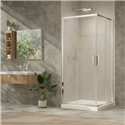Porte de douche d'angle coulissant Ancoswing 80 cm profilé argent