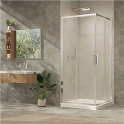 Porte de douche d'angle coulissant Ancoswing 90 cm profilé argent