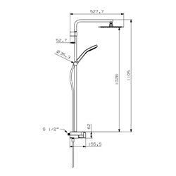 Colonne de douche Ancodesign avec tablette métal chromée