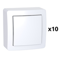Lot de 10 poussoirs à fermeture avec cadre saillie Alréa ALB62053P blanc polaire