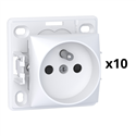 Lot de 10 prises de courant 2P + T connexion à vis Alréa ALB61272P blanc polaire