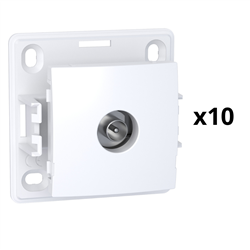 Lot de 10 prises TV simples mâle blindée 1 sortie Alréa ALB61311P blanc polaire