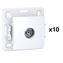 Lot de 10 prises TV simples mâle blindée 1 sortie Alréa ALB61311P blanc polaire