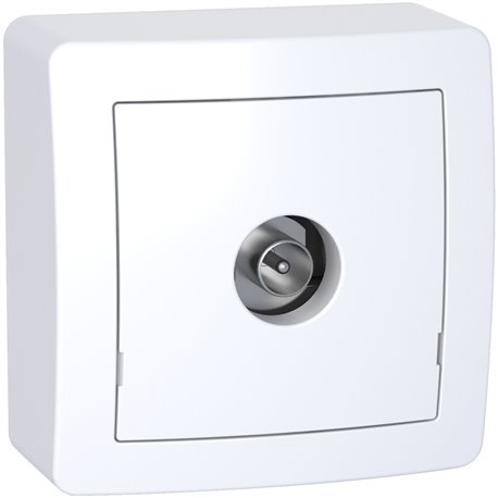 Lot de 10 prises TV simples mâle blindée 1 sortie avec cadre saillie Alréa ALB62311P blanc polaire Lot de 10 prises TV simples mâle blindée 1 sortie avec cadre saillie Alréa ALB62311P blanc polaire
