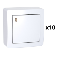 Lot de 10 va-et-vient lumineux forte luminosité avec cadre saillie Alréa ALB62057P blanc polaire