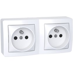 Lot de 5 doubles prises de courant 2P + T connexion à vis avec cadre saillie Alréa ALB62472P blanc polaire
