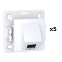 Lot de 5 prises RJ45 simple cat.5 UTP non blindée mécanisme Alréa ALB61343P blanc polaire