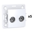 Lot de 5 prises TV FM VR sur FM Alréa ALB61317P blanc polaire