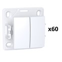 Lot de 60 va-et-vient bouton poussoir Alréa ALB61081P blanc polaire