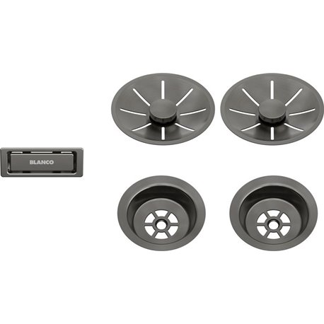 Set de 2 bondes 206901 Satin Dark Steel pour cuve double Set de 2 bondes 206901 Satin Dark Steel pour cuve double
