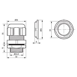 Presse étoupe M25x1.5 RAL 7001 098005