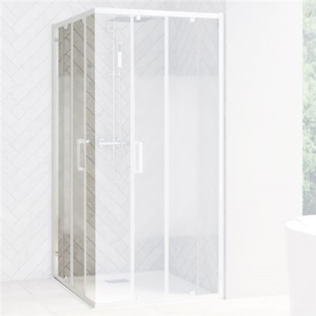 Porte de douche Smart Design AC Avec seuil verre sérigraphié 110 cm profilé Blanc