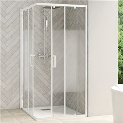 Porte de douche Smart Design AC Avec seuil verre sérigraphié 110 cm profilé Blanc