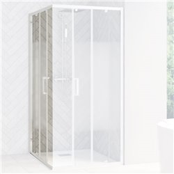 Porte de douche Smart Design AC Avec seuil verre sérigraphié 120 cm profilé Blanc
