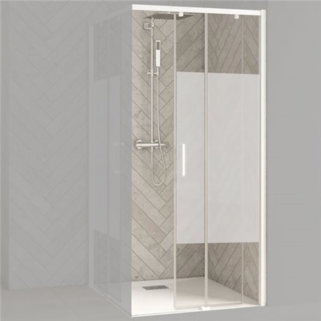 Porte de douche Smart Design AC Sans seuil verre sérigraphié 70 cm profilé Blanc Porte de douche Smart Design AC Sans seuil verre sérigraphié 70 cm profilé Blanc