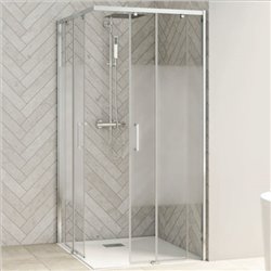 Porte de douche Smart Design AC Sans seuil verre sérigraphié 90 cm profilé Chromé
