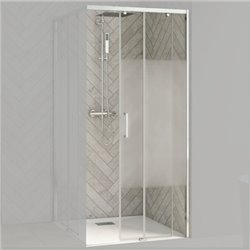 Porte de douche Smart Design AC Sans seuil verre sérigraphié 120 cm profilé Chromé