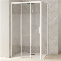 Porte de douche Smart Design 3V Sans seuil verre sérigraphié cosmos 130 cm profilé Blanc