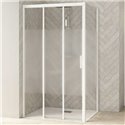 Porte de douche Smart Design 3V Sans seuil verre sérigraphié cosmos 90 cm profilé Blanc