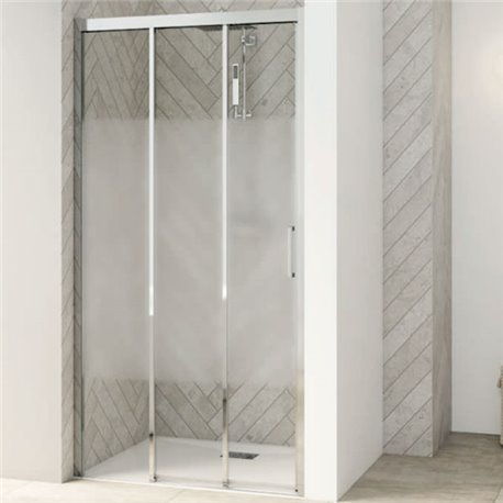 Porte de douche Smart Design 3V Sans seuil verre sérigraphié cosmos 110 cm profilé Chromé Porte de douche Smart Design 3V Sans seuil verre sérigraphié cosmos 110 cm profilé Chromé