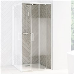 Porte de douche Smart Design AC Avec seuil verre sérigraphié 70 cm profilé Blanc