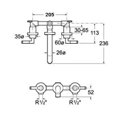 Mélangeur lavabo Loft Elite A5A4751C00-DESTOCK bec fixe central