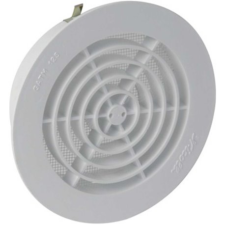 Grille PVC ronde à fermeture avec moustiquaire pour tube PVC ⌀ 125 - Réf : 849213