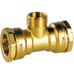 Té serrage extérieur pour PE eau et mâle et femelle 437719 25-20x27-25 mm