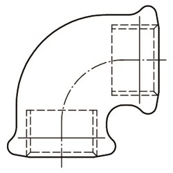 Coude 90° petit rayon FF fonte 70502 40x49 mm