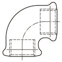 Coude 90° petit rayon FF fonte 70717 33x42 mm