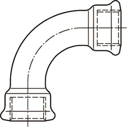 Courbe 90° grand rayon FF Fonte 69722 12x17 mm
