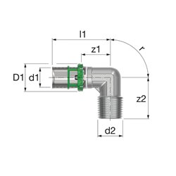 Lot de 2 coudes à sertir mâle à visser 7092GW321 32x3 - 1"