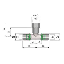 Lot de 2 tés à sertir femelle à visser 9130GW263426 26x3 - 3/4 - 26x3 