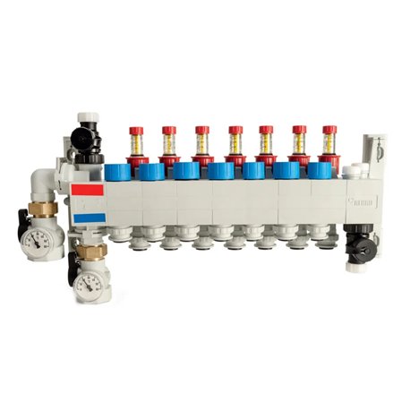 Collecteur polymère compact 7 circuits prémonté et équipé de raccords