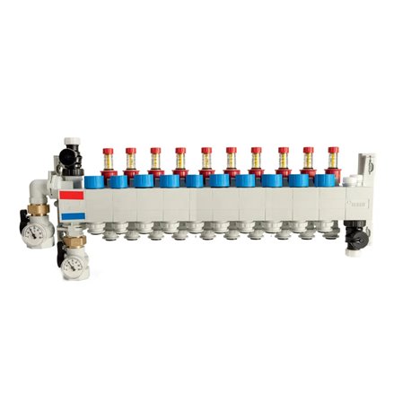 Collecteur polymère compact 10 circuits prémonté et équipé de raccords