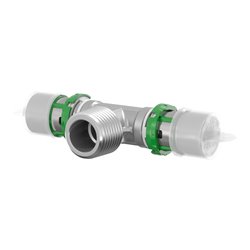 Lot de 2 tés à sertir mâle à visser 7132GW161216 16x2-1/2-16x2 