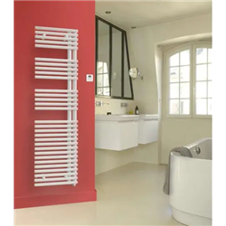 Sèche serviette électrique Cala TLNR-GF 750 Watts Blanc standard 9016, Droite H 1466mm - Réf : TLNR-075-050/GF-9016-DESTOCK