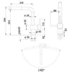 Mitigeur cuisine Linus-S-F Solution sous fenêtre 527523 Noir mat