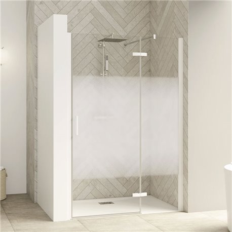 Porte de douche Smart Design P Sans seuil verre sérigraphié cosmos 130 cm profilé Blanc Porte de douche Smart Design P Sans seuil verre sérigraphié cosmos 130 cm profilé Blanc