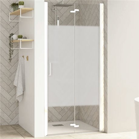 Porte de douche Smart Design S Sans seuil verre sérigraphié cosmos 70 cm profilé Blanc Porte de douche Smart Design S Sans seuil verre sérigraphié cosmos 70 cm profilé Blanc