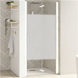 Porte de douche Smart Design S Sans seuil verre sérigraphié cosmos 80 cm profilé Blanc