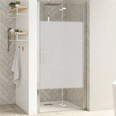 Porte de douche Smart Design S Sans seuil verre sérigraphié cosmos 100 cm profilé Chromé Porte de douche Smart Design S Sans seuil verre sérigraphié cosmos 100 cm profilé Chromé