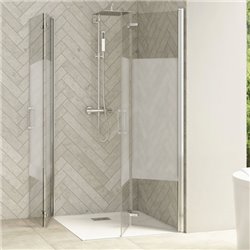 Porte de douche Smart Design AS Sans seuil verre sérigraphié cosmos 90 cm profilé Chromé