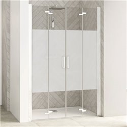 Porte de douche Smart Design S XXL Sans seuil verre sérigraphié cosmos 140 cm profilé Blanc