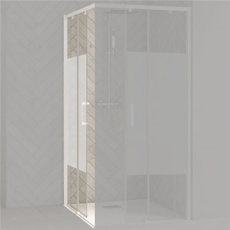 Porte de douche Smart Design AC Sans seuil verre sérigraphié 70 cm profilé Blanc Porte de douche Smart Design AC Sans seuil verre sérigraphié 70 cm profilé Blanc