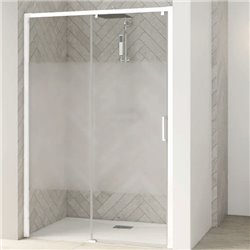 Porte de douche Smart Design C Sans seuil verre sérigraphié cosmos 120 cm profilé Blanc
