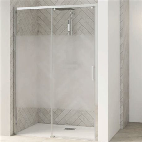 Porte de douche Smart Design C Sans seuil verre sérigraphié cosmos 160 cm profilé Chromé Porte de douche Smart Design C Sans seuil verre sérigraphié cosmos 160 cm profilé Chromé